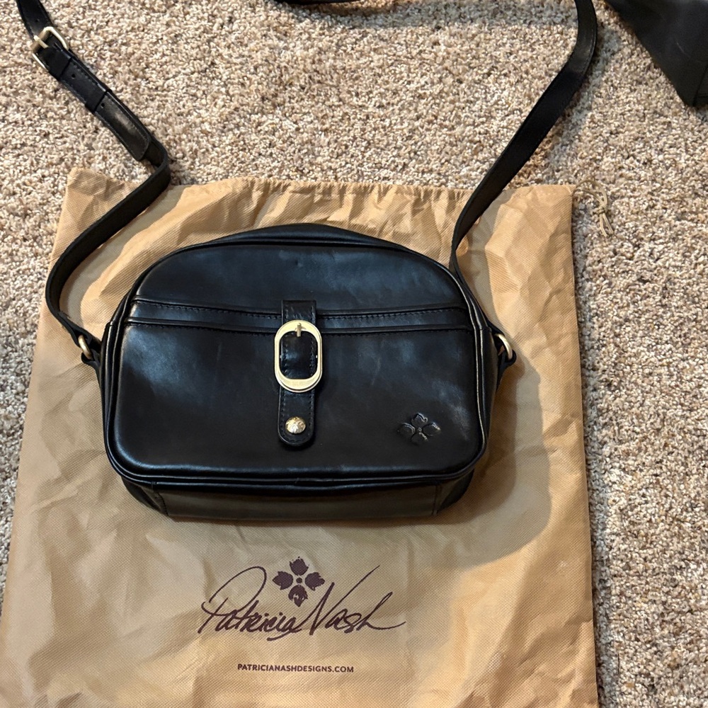 Patricia Nash Black Leather Crossbody Bag